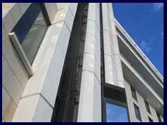 Hotel Nelva, triangular glass elevator